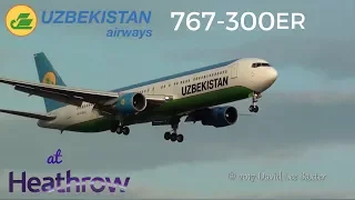 Uzbekistan Airways Boeing 767-300ER {UK67003} Landing at London Heathrow