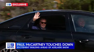 Paul McCartney touches down | 9News Adelaide | 15.10.2023