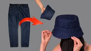 How to sew a bucket hat out of old jeans easily!