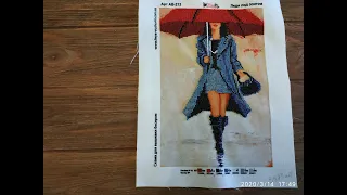 Вышивка бисером схема Леди под зонтом