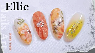 Spring flowers nail art | easy nail art| 꽃 네일 아트 | 春花のネイルアート｜цветы нейл-арт | 春夏花草美甲| फूल नेल आर्ट