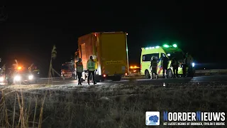 A28 bij Veeningen afgesloten na zwaar ongeval met vrachtwagens