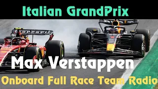 Max Verstappen Full Race Onboard Team Radio Italian Grand Prix