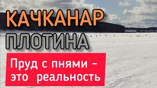 #Качканар сегодня. Ситуация ни плотине. Пруд с торчащими пнями- это ждёт нас летом.