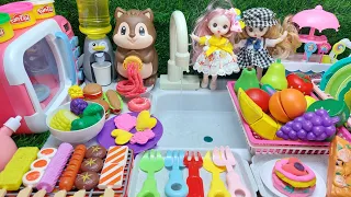 Satisfying ASMR With Cut Fruits And Vegetable | Cooking Funny Food With Hello Kitty Kitchen Set Toys