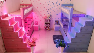 2 Sisters ❤️ BedRoom Makeover - On Her Choice[Pink & Blue] 👉(Most Beautiful) #Love #Fun