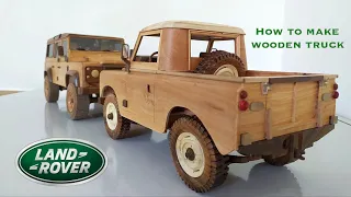 Wood Car Model - Land Rover Defender Truck