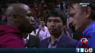 Floyd Mayweather & Manny Pacquiao talking at the HEAT game 1/27/2015