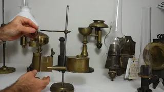 Antique 1790's Brass Argand Whale Oil Lamp Study Lamp Chemistry Scientific