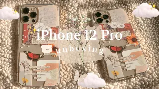 iPhone 12 Pro Unboxing (gold, 256gb, & aesthetic phone case) ☁️✨