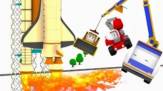 The speeding reactor plane ! Learn with Tiny Trucks: bulldozer, crane, excavator Educational cartoon