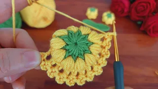 ⚡💯3D Crochet Flower 💯👌 4K Crochet Key chain💯👌Very easy d crochet rose flower making for beginners