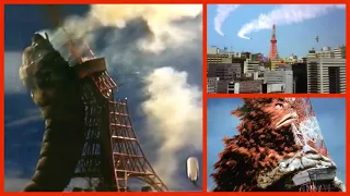 歴代怪獣 東京タワー破壊 シーン Successive monsters Tokyo Tower scene