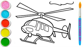 Helicopter 🚁 Drawing, Painting and Colouring for kids and toddlers | How to draw helicopter 🚁