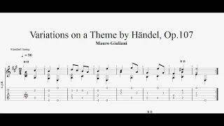 Mauro Giuliani - Variations on a Theme by Händel, Op.107 - Tab