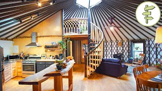 Magical Yurt with Spiral Staircase Loft & Exterior Wooden Shell - Full Tour