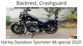 Backrest, Crashguard on a Harley Davidson Sportster 48 special 2020