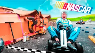 Box Fort NASCAR Race Track Challenge! GO Carts, Pit Stops and MORE!