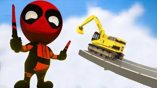 Cars vs Giant Deadpool Marvel | Teardown