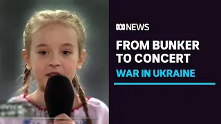 'Let it Go' girl who sang in a Kyiv bomb shelter sings national anthem to packed arena | ABC News