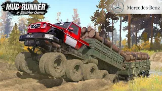 Spintires: MudRunner - MERCEDES-BENZ Monster Truck Transports Forest Off-road