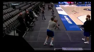 Luka with soccer moves and insane behind the backboard shot in pregame - luka magic