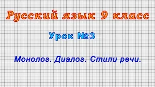 Русский язык 9 класс (Урок№3 - Монолог. Диалог. Стили речи.)