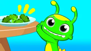 Groovy o Marciano ensina Phoebe a comer legumes e frutas para estar saudável
