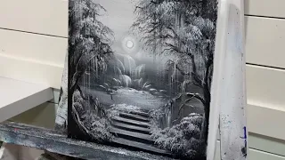 How to Paint:  A Dreamy Black and white Landscape - full length DEMO With my new Craftamo Brushes!