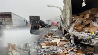 interstate i-80 Closed wyoming Laramie due to pile up