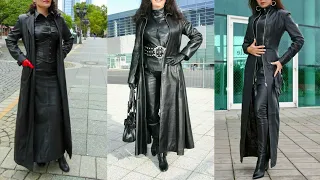 Latest and outstanding leather long power dresses for women and girls