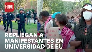 Policía repliega a manifestantes en universidad de EUA