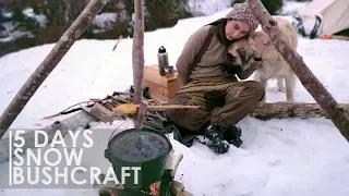 5 DAYS BUSHCRAFT OVERNIGHT - CANVAS TENT SURVIVAL BOW BREAD COOKING RUSSIAN ПЕЧЬ [Full documentary]