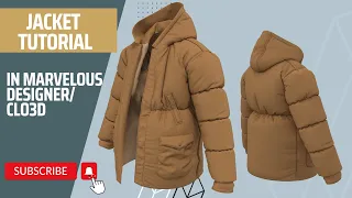 Marvelous designer/ Clo3d Puffer Jacket tutorial for beginners with English narrative