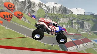 BeamNG.drive -100 Way  Monster Truck stunts, jumps, crashes, crushing cars, fails #7