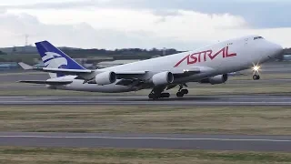 Astral Aviation Boeing 747-400F Landing & Takeoff Prestwick Airport