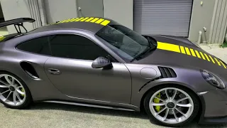 Porsche vinyl wrap satin grey