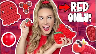 RED ONLY 🍒🍉💋 FIDGET SHOPPING CHALLENGE + HAUL! *NO BUDGET* 🤑