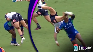 Vinaya Habosi sends Andy Muirhead flying in tackle