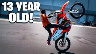 13 YEAR OLD KID WHEELIES KTM450 DIRT BIKE ! | BRAAP VLOGS