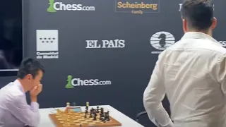 Nepomniachtchi Plays His Move and He Directly Checks Ding Liren’s Game Before He left Playing Hall