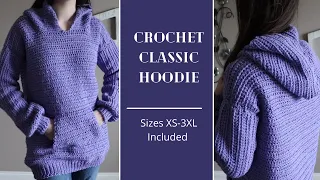 XS-3XL | Crochet Classic Hoodie | DIY Tutorial & Pattern