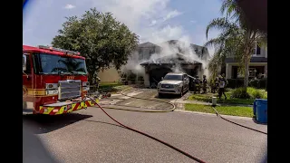 Jacksonville Fire Rescue Department responds to a 2 story house fire that started in the garage.
