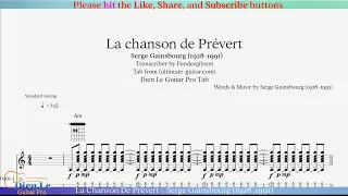 La Chanson De Prévert - Serge Gainsbourg (1928-1991) Arr for Acoustic Guitar with TABs