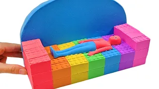 Satisfying Video | How To Make Rainbow Sofa for People with Kinetic Sand Cutting ASMR