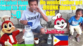 This Poor Filipino Man Would Rather Drink Alcohol and Get Drunk than to Eat JOLLIBEE Fast Food