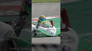 Slow motion Superkart through Roberts during testing at Donington Park 13/07/2023.