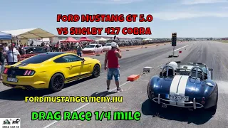 FORD MUSTANG GT 5.0 V8 vs Shelby 427 Cobra - AC Cobra 7.0 V8 drag race 1/4 mile 🚦🚗 - 4K UHD