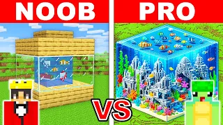 NOOB vs PRO: GIANT AQUARIUM HOUSE Build Challenge in Minecraft