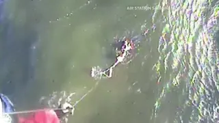 Dramatic rescue | Watch as this man gets airlifted from the ocean by U.S. Coast Guard